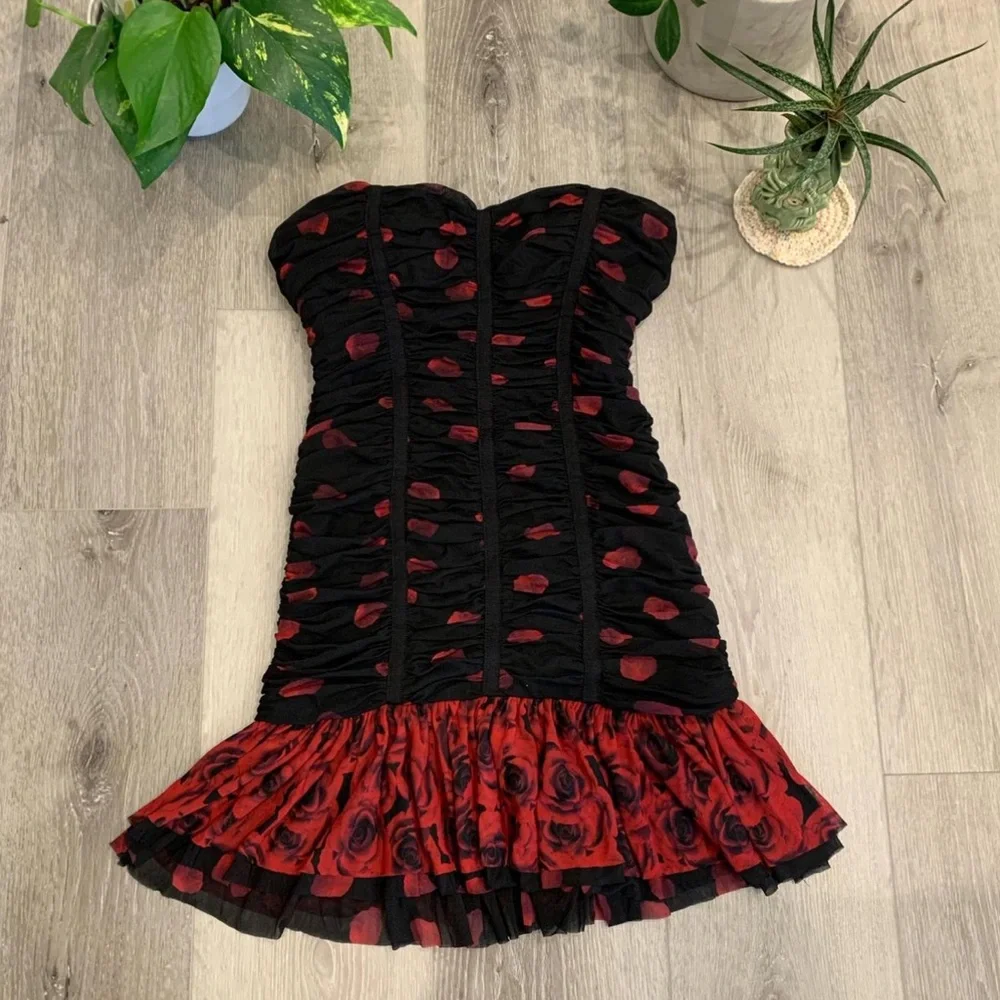 Bebe Strapless Ruffled Mini Dress - Picture 2 of 6